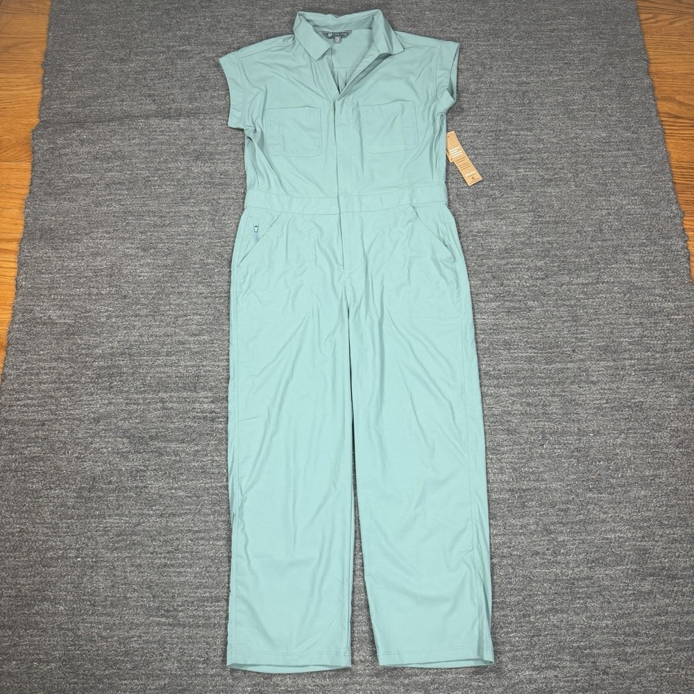 Title Nine Evelyn Jumpsuit Women Small Blue Utility Nylon Short Sleeve Pockets